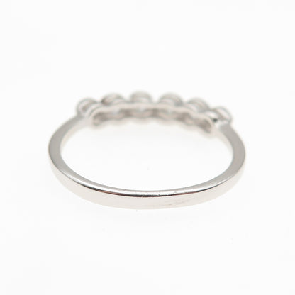 925 Sterling Silver Round-Cut C Z Half Eternity Band Ring Size 7.25