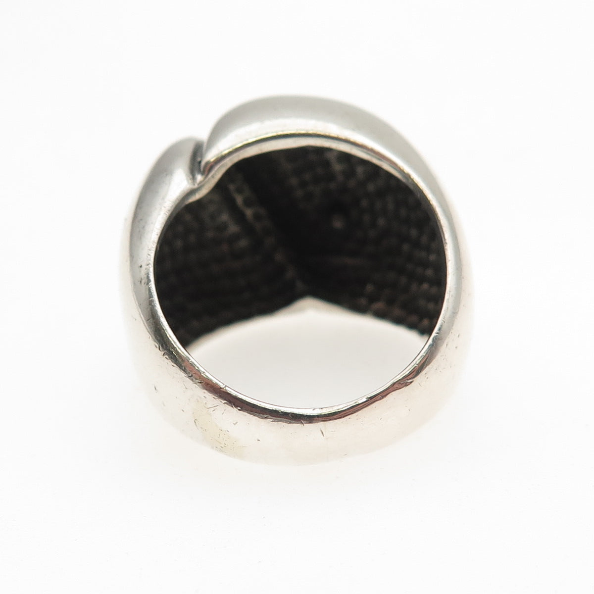 Silver Fox 925 Sterling Vintage Modernist Oxidized Dome Ring Size 6