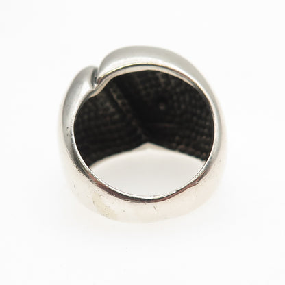 Silver Fox 925 Sterling Vintage Modernist Oxidized Dome Ring Size 6