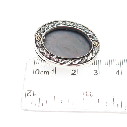 925 Sterling Silver 10K Gold Vintage Real Diamond Picture Frame Brooch / Pendant