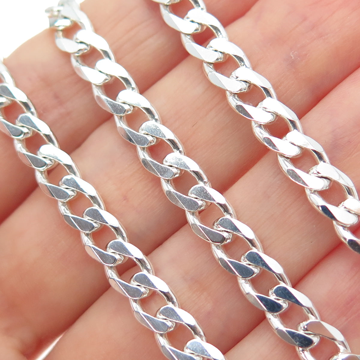 925 Sterling Silver Vintage Italy Curb Chain Necklace 20"