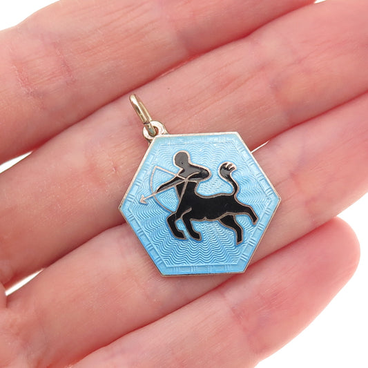 David Andersen Sterling Gold Plated Vintage Norway Enamel Sagittarius Pendant