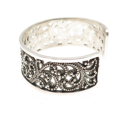 Lois Hill 925 Sterling Silver Vintage Granulated Scroll Adjustable Bracelet 7"