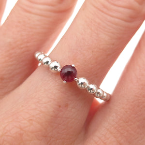 Pandora 925 Sterling Silver Real Red Garnet January Birthstone Ring Size 8