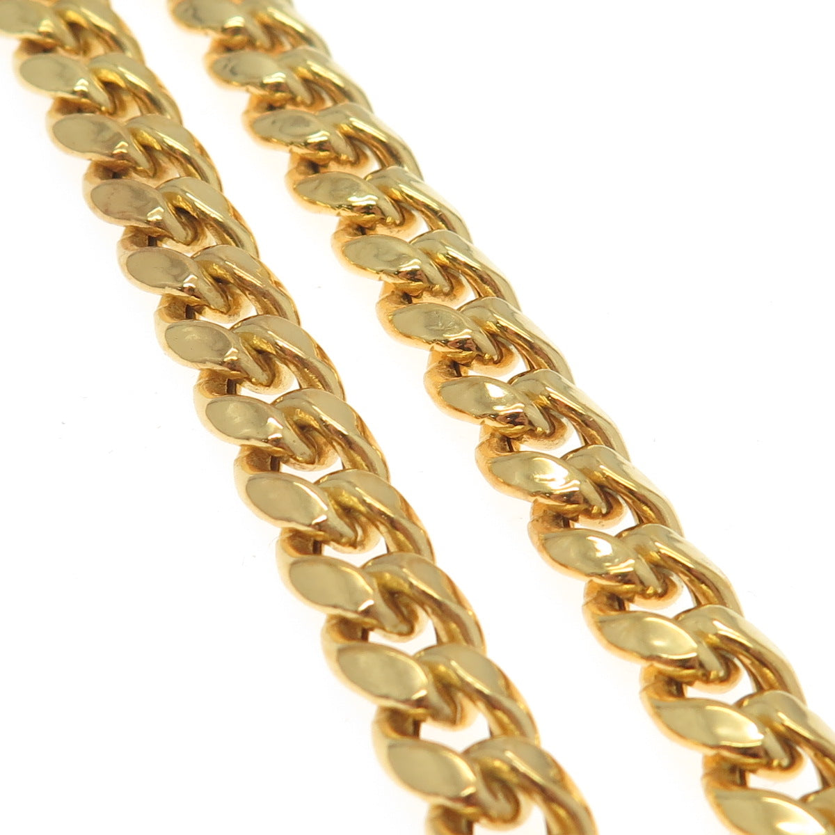 925 Sterling Silver Gold Plated Cuban Chain Necklace 22"