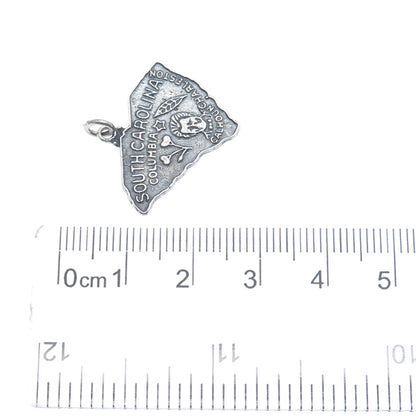 BELL TRADING POST 925 Sterling Silver Vintage South Carolina State Charm Pendant