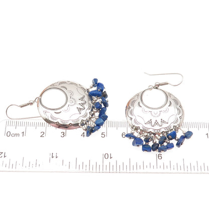 Carolyn Pollack Old Pawn Sterling Silver Vintage Lapis Crescent Dangle Earrings