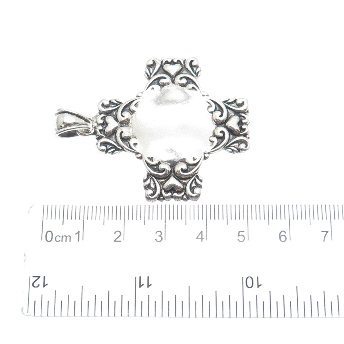 MWS Mark Wasserman Samara Sterling Silver Vintage Heart Cross Oxidized Pendant