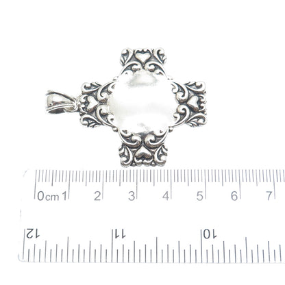 MWS Mark Wasserman Samara Sterling Silver Vintage Heart Cross Oxidized Pendant