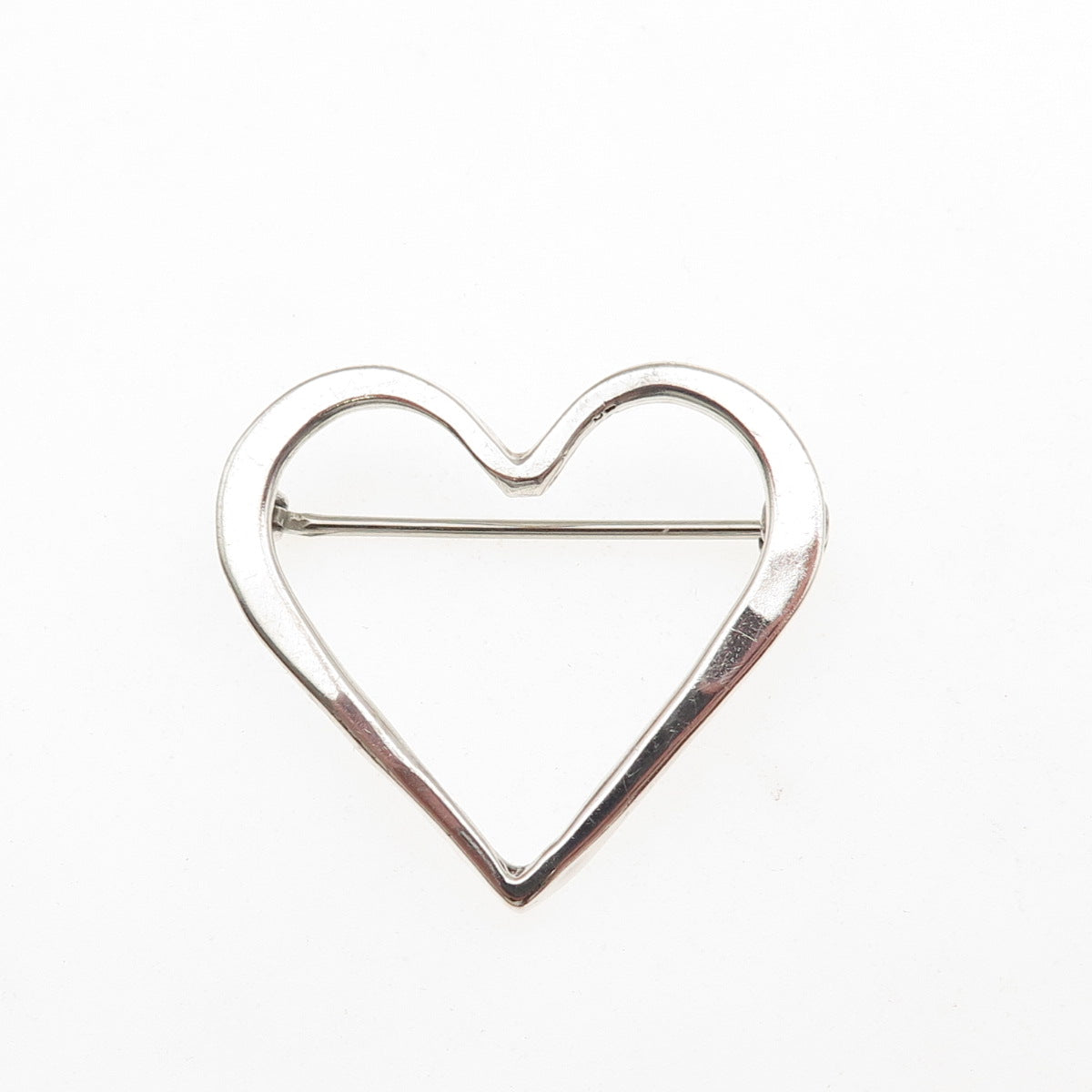 925 Sterling Silver Vintage Open Heart Pin Brooch