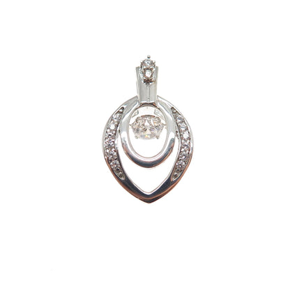 925 Sterling Silver Round-Cut C Z Floral Petal Minimalist Slide Charm Pendant