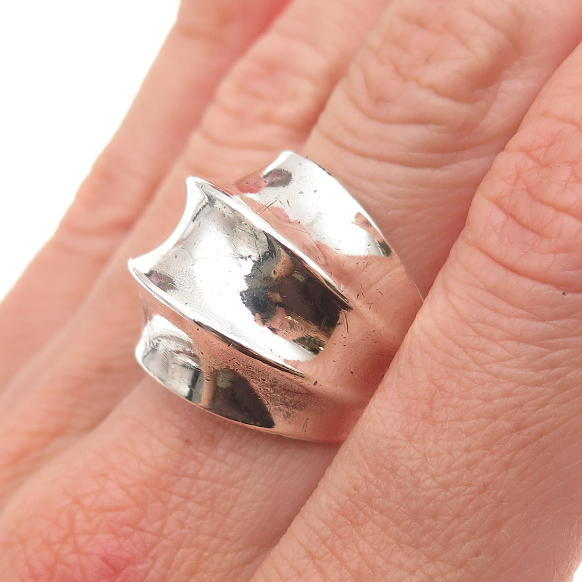 925 Sterling Silver Vintage Modernist Oxidized Ring Size 6.5