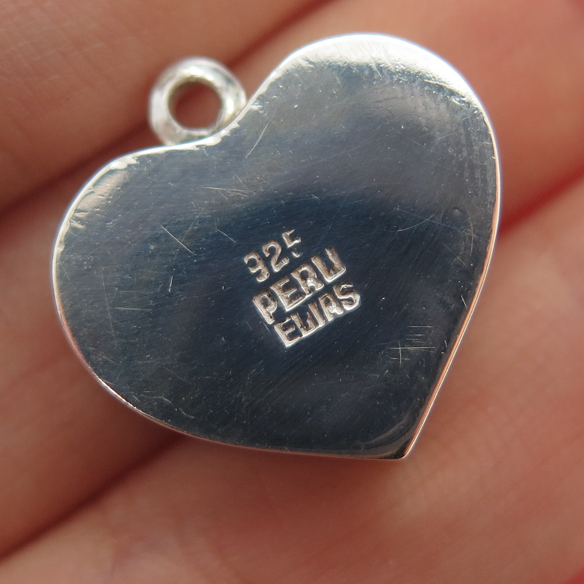 ELIAS 925 Sterling Silver Vintage Peru Real Kingman Turquoise Heart Mini Pendant