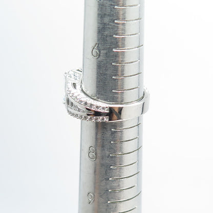 925 Sterling Silver Multi-Cut White C Z Engagement Ring Size 7.25