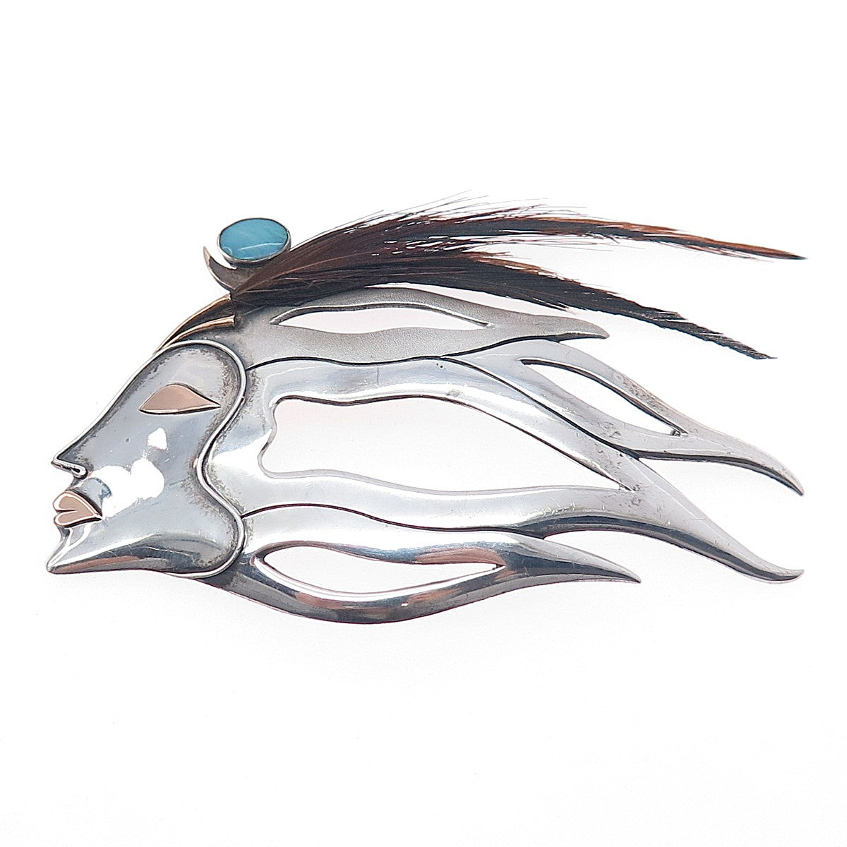 925 Sterling 14K Gold Vintage Real Opal Feather Fairy Centerpiece Slide Pendant