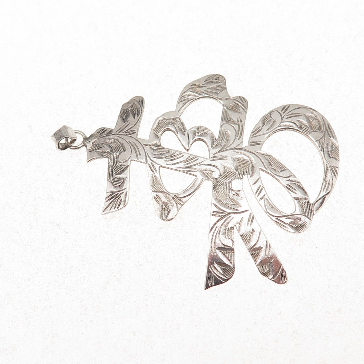 925 Sterling Silver Vintage Chinese Character Longevity Oxidized Pendant