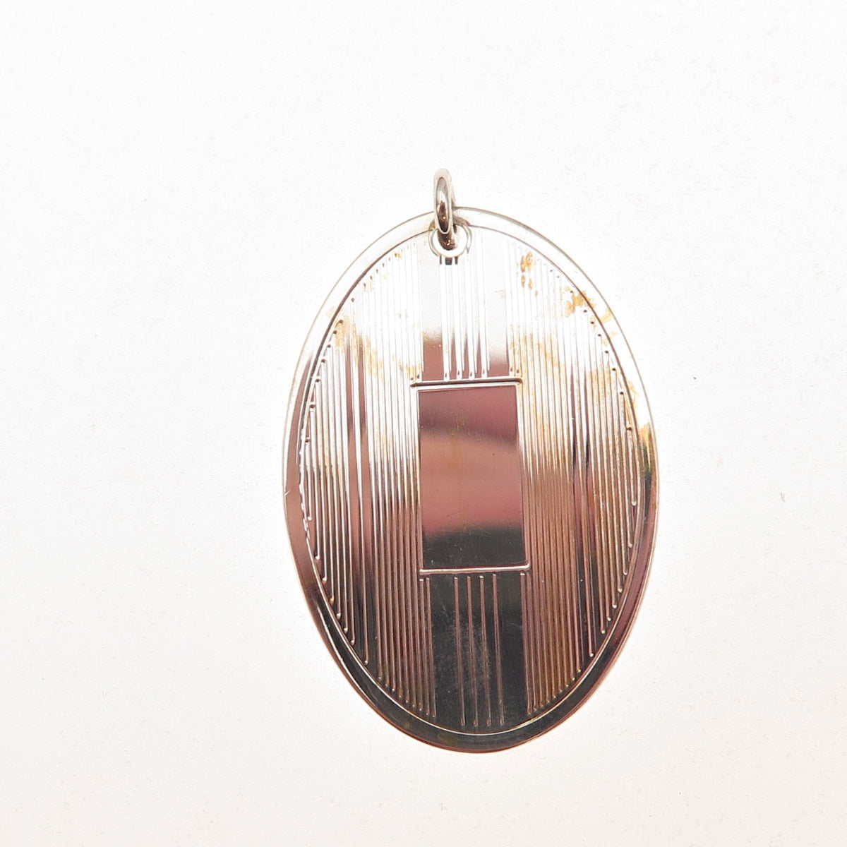 925 Sterling Silver Vintage Engravable Oval Tag Charm Pendant