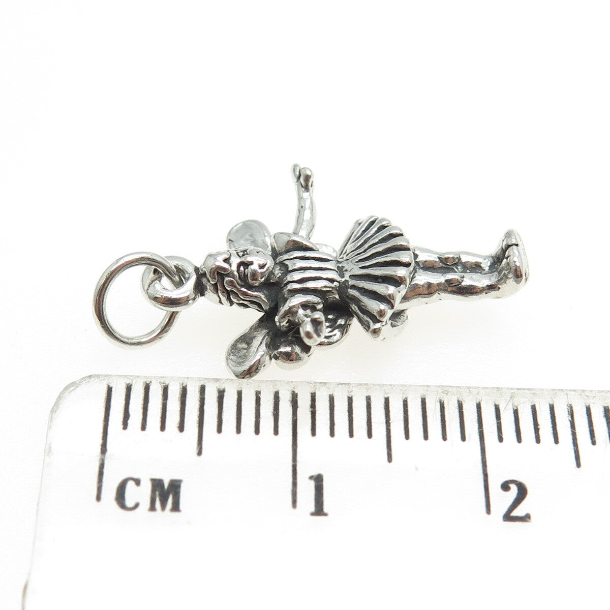 SUN WEST 925 Sterling Silver Vintage Fairy Girl w/Wings 3D Pendant