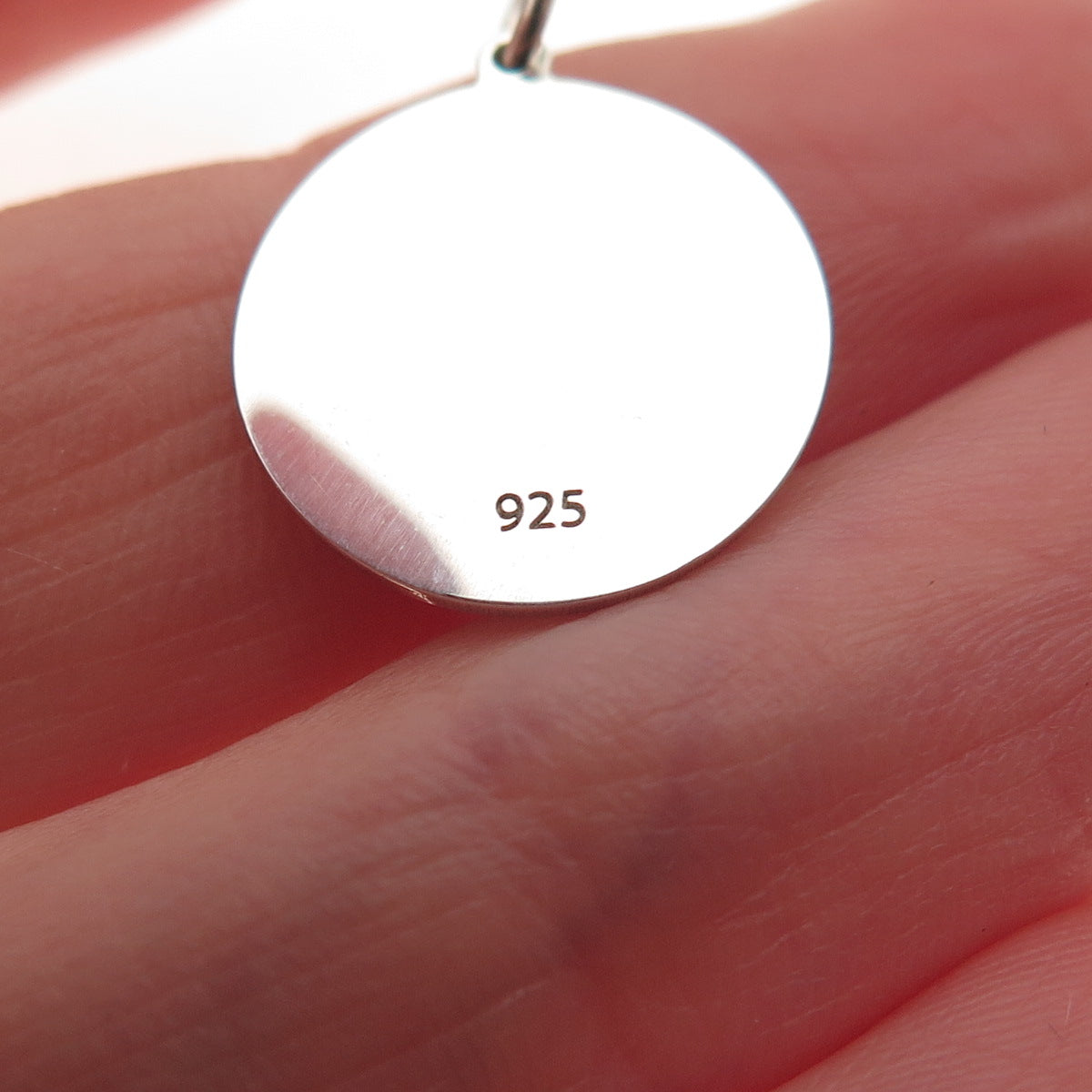 925 Sterling Silver Pink Enamel It's a Girl Round Tag Mini Charm Pendant