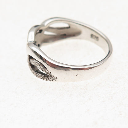 925 Sterling Silver Vintage Modernist Wavy Oxidized Ring Size 8