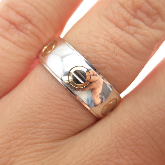 MILOR 925 Sterling Silver 2-Tone Vintage Italy Band Ring Size 7.25
