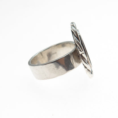 925 Sterling Silver Vintage Real Black Onyx Modernist Ring Size 6.75