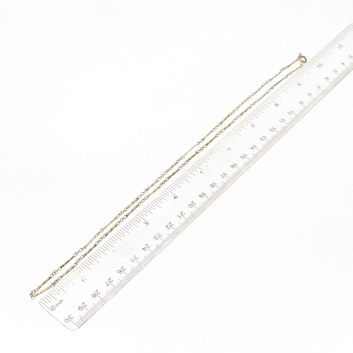 925 Sterling Silver Gold Plated Vintage Bamboo Bar Chain Necklace 20"