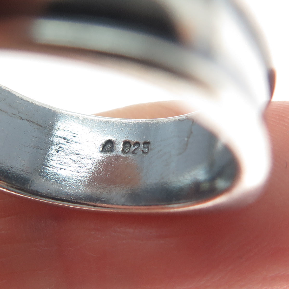 925 Sterling Silver Vintage Modernist Oxidized Band Ring Size 9.25