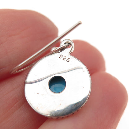 925 Sterling Silver Vintage Real Turquoise Oxidized Dangle Earrings