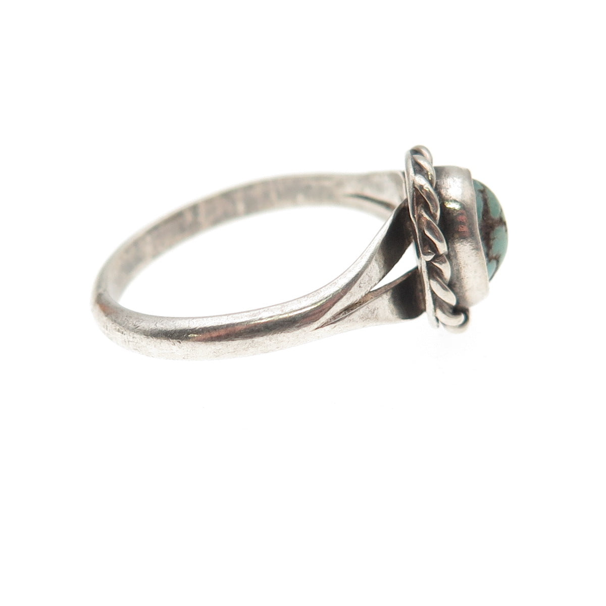 Old Pawn Sterling Silver Vintage Southwestern Turquoise Tribal Ring Size 6.25