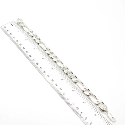 925 Sterling Silver Vintage Italy Figaro Curb Link Bracelet 9.3"