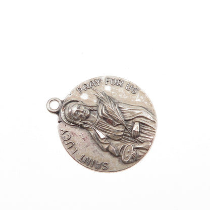 Antaya 925 Sterling Silver Antique Art Deco Saint Lucy Religious Charm Pendant