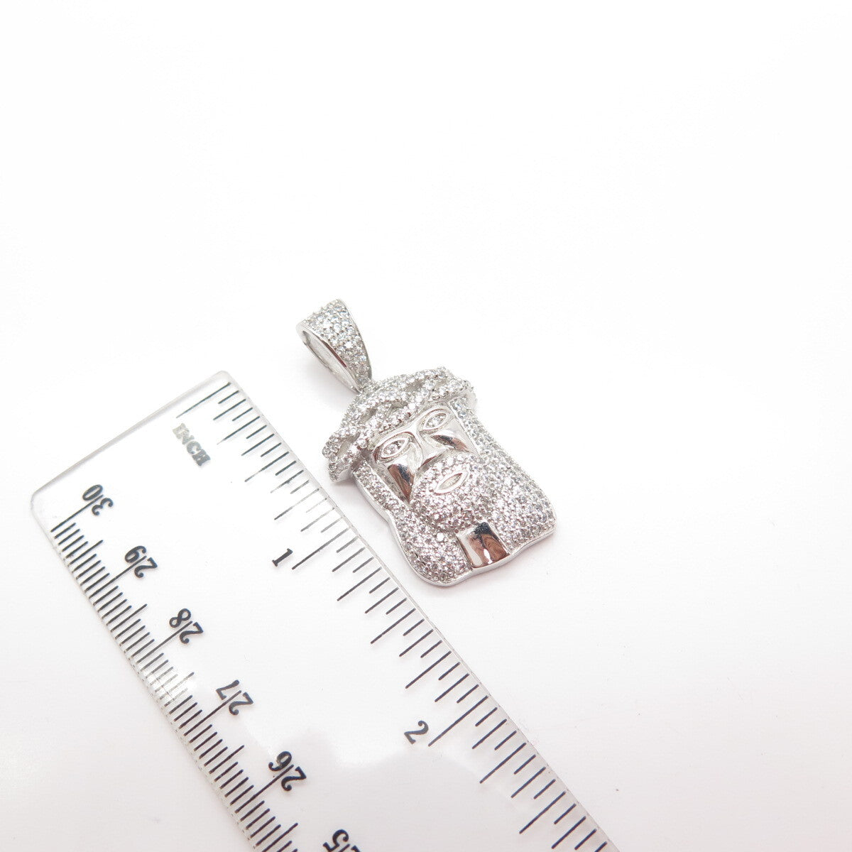 925 Sterling Silver C Z Jesus Religious Pendant
