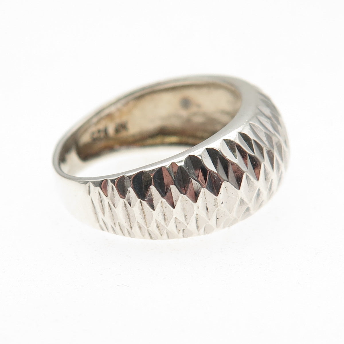 Chapal Zenray 925 Sterling Silver Diamond-Cut Dome Ring Size 7.25
