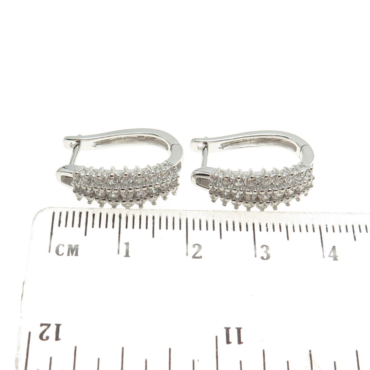 925 Sterling Silver Round-Cut C Z Sparkle Earrings