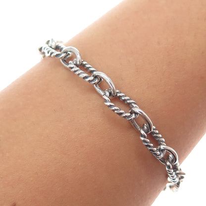 925 Sterling Silver Vintage Cable Link Oxidized Bracelet 6.75"