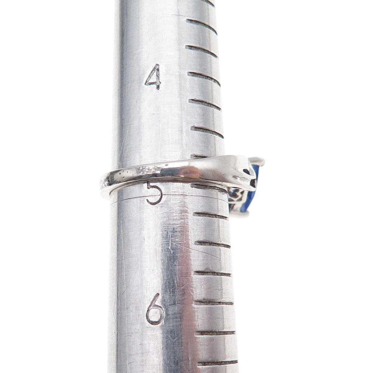 925 Sterling Silver Real Diamond & Iolite Love Oxidized Ring Size 5