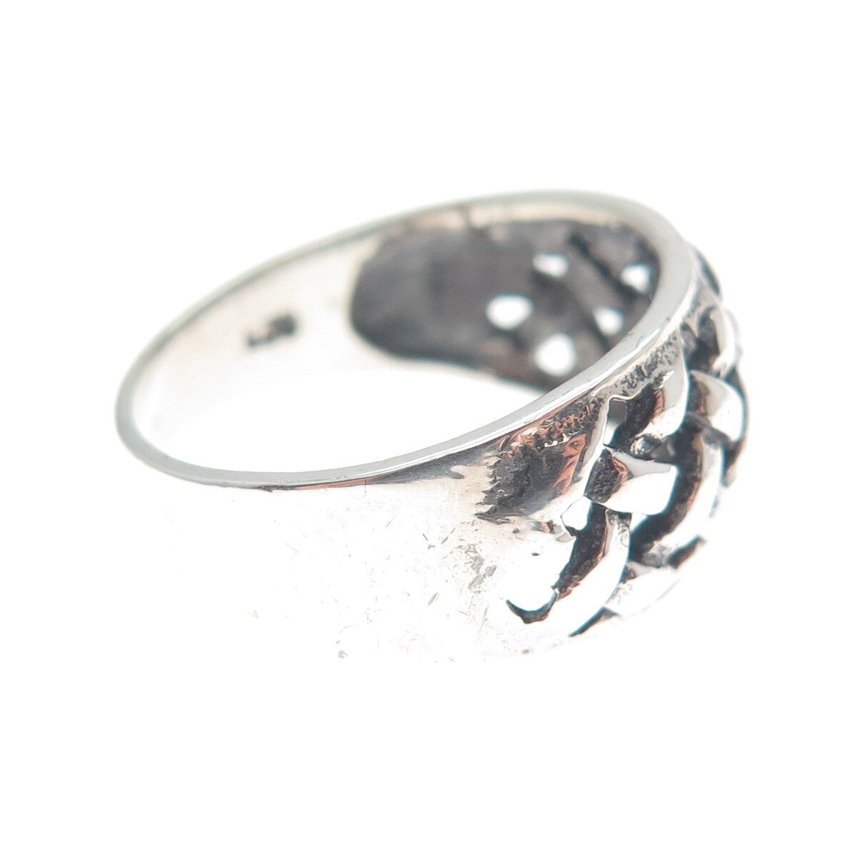 925 Sterling Silver Vintage Woven Oxidized Ring Size 8.25