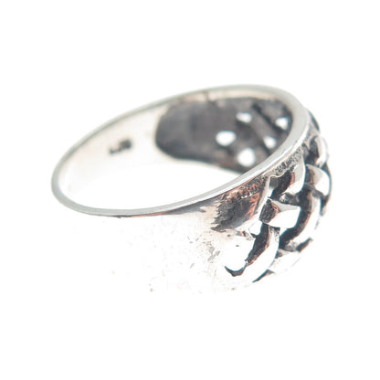 925 Sterling Silver Vintage Woven Oxidized Ring Size 8.25