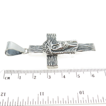 950 Silver Vintage Jesus Cross Oxidized Pendant