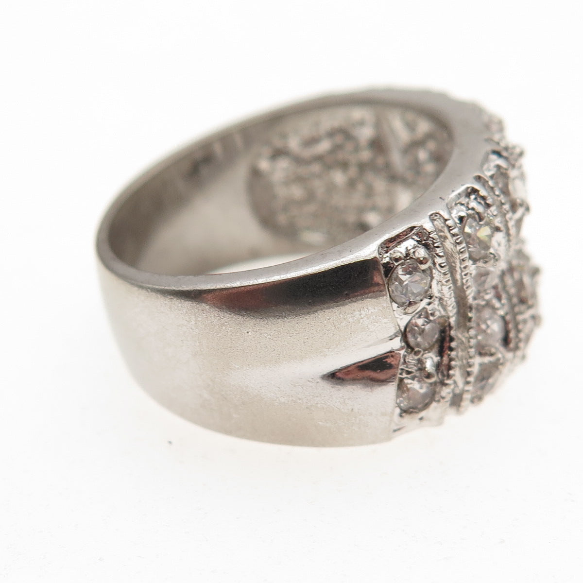925 Sterling Silver Round-Cut C Z Modernist Ring Size 8