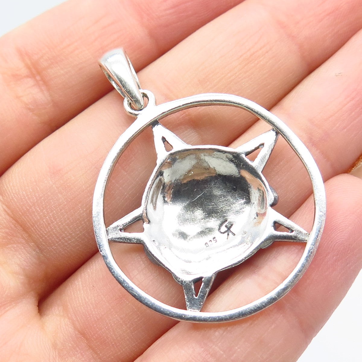 925 Sterling Silver Vintage Star Leaf Pendant