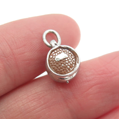 WELLS 925 Sterling Silver Vintage Enamel Claypot 3D Charm Pendant