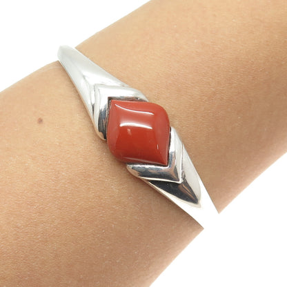 MICHELLE ALBALA Sterling Silver Vintage Real Red Jasper Adjustable Bracelet 7"