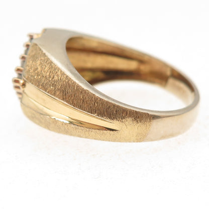 925 Sterling Silver Gold Plated Real Round-Cut Diamond Ring Size 10