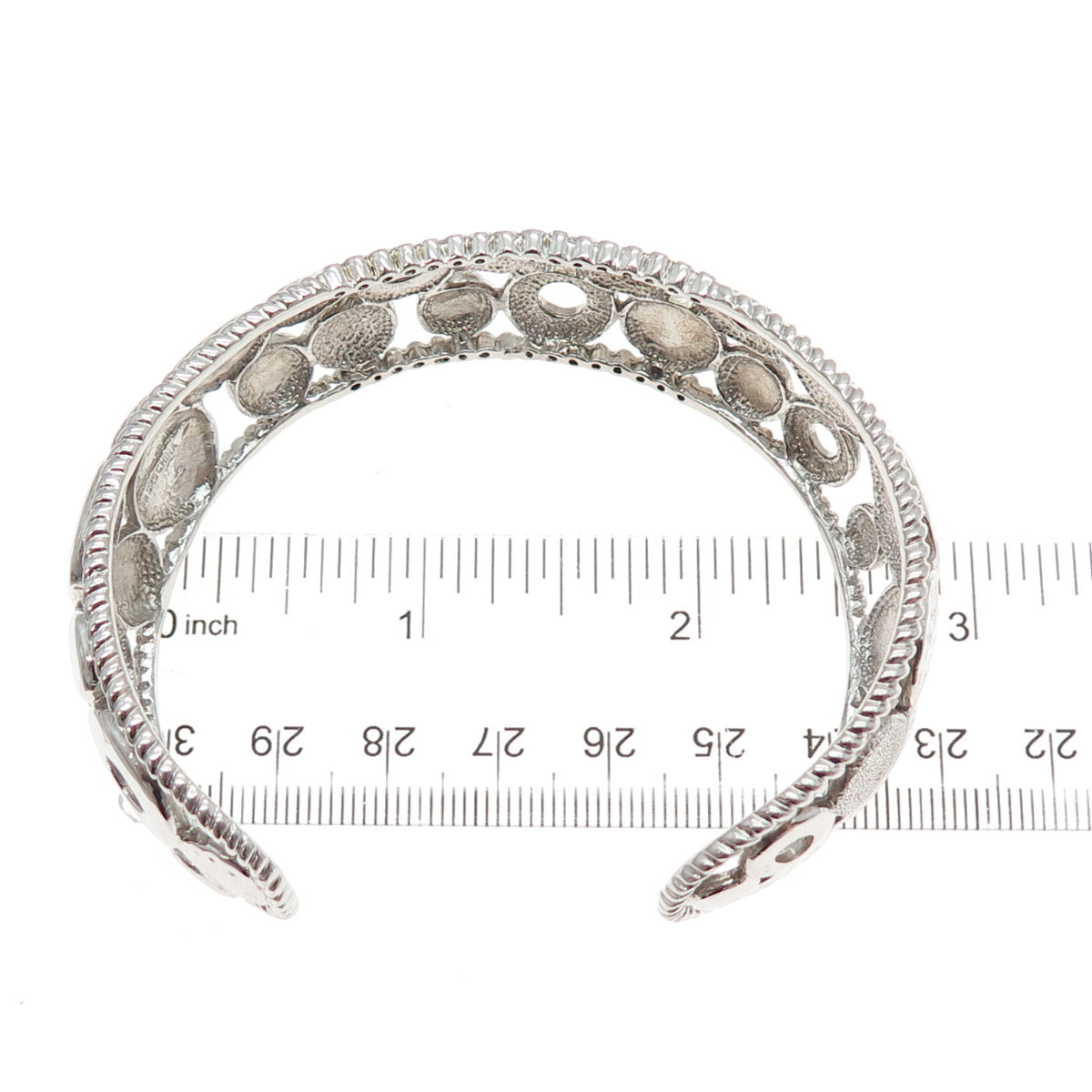 925 Sterling Silver Vintage Modernist Disc Adjustable Cuff Bracelet 7.5"