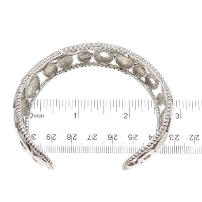 925 Sterling Silver Vintage Modernist Disc Adjustable Cuff Bracelet 7.5"