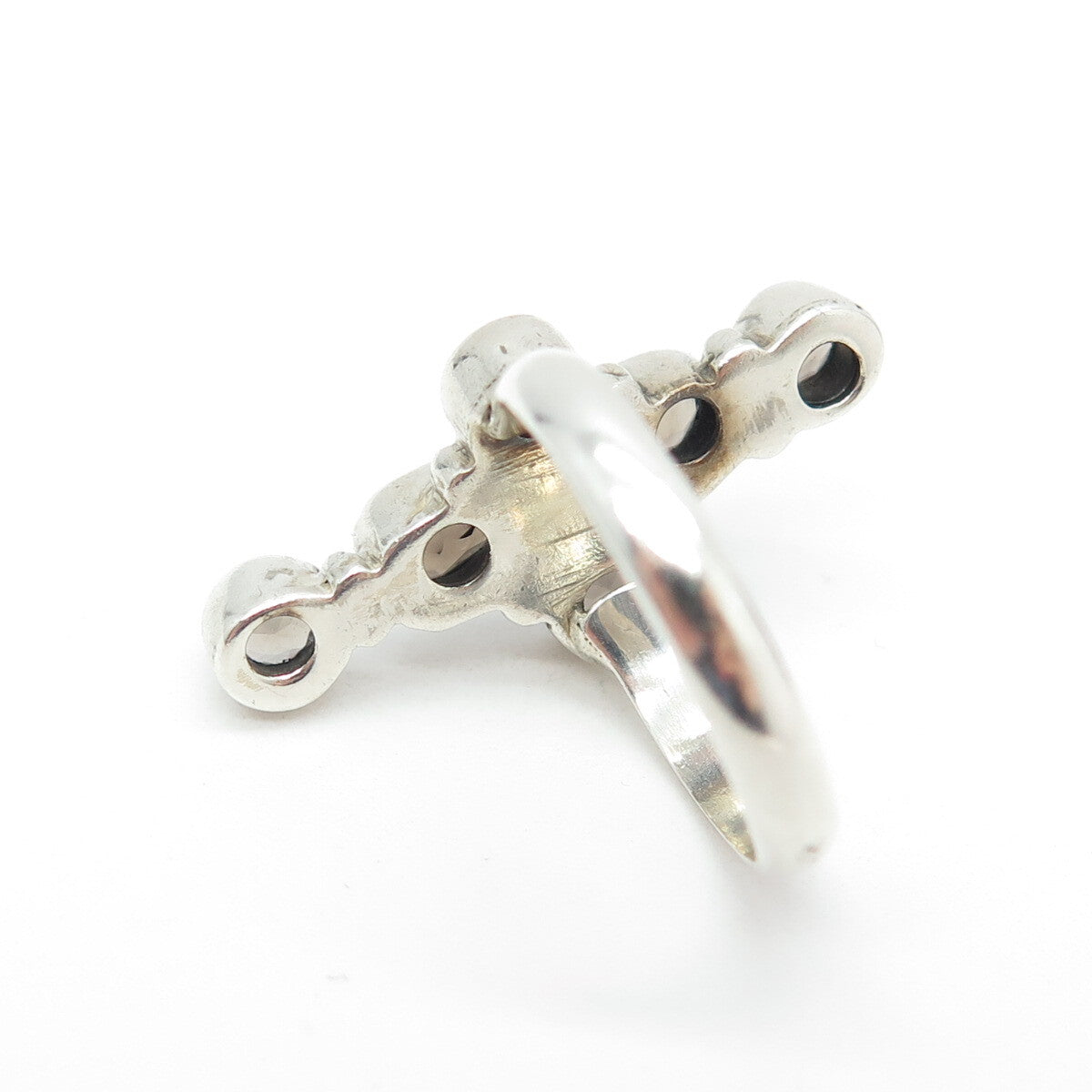 925 Sterling Silver Vintage Real Smoky Quartz Cross Ring Size 7