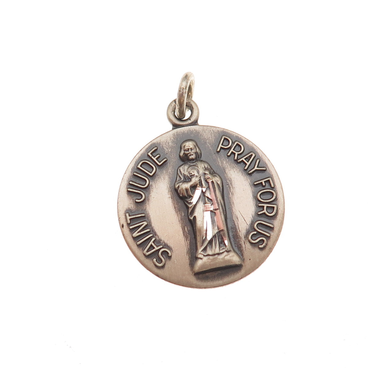 925 Sterling Silver Vintage Saint Jude Thaddeus Oxidized Charm Pendant