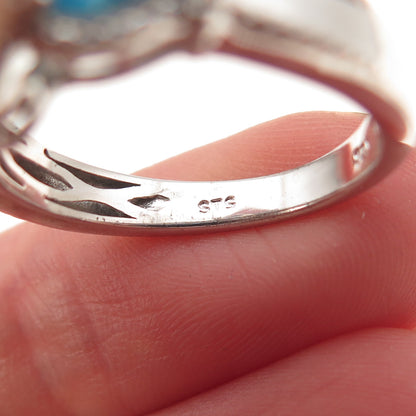 Chuck Clemency 925 Sterling Silver Real Turquoise & Apatite Ring Size 8.25
